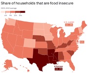 Map of food insecure households in the U.S. by state